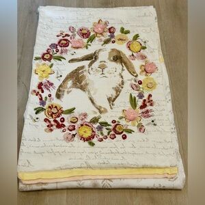 Pier 1 Imports Bunny Easter Rabbit Kitchen Table Runner 100 % Cotton 3D